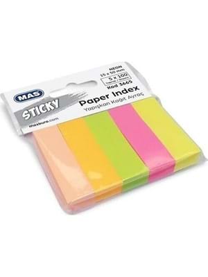 Mas 15x50 Mm 5 Renk Yapışkanlı Kağıt Ayraç 100lü 3665